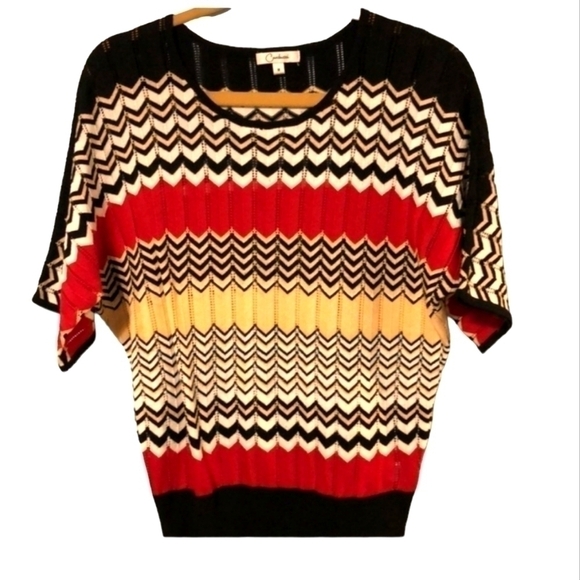 Carducci size medium petite knit Sweater Geometric striped multi color polyester - Picture 2 of 10